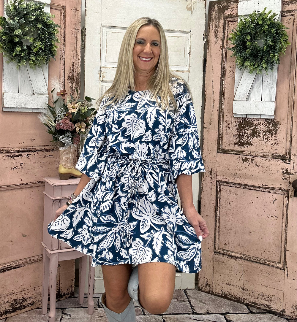 Dutton Dress - Navy Floral (ONE SIZE FITS MOST)