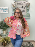 Pink Mixed Paisley Print Blouse
