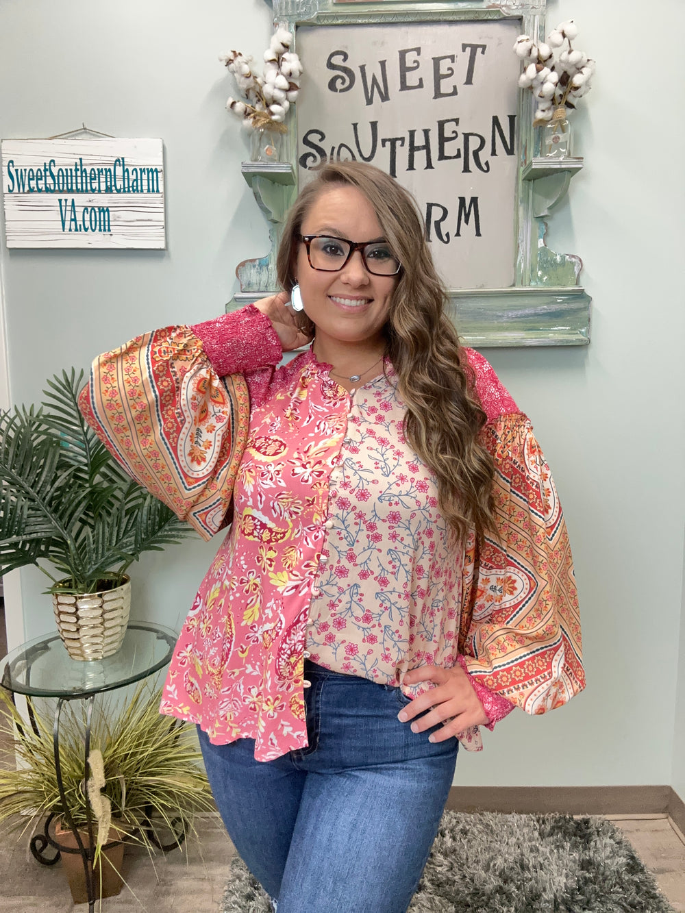 Pink Mixed Paisley Print Blouse