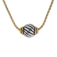 N5515-A0G3 - Twist Bead Two-Toned Necklace with 16" Gold Chain