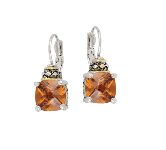 F3521-A700 - Anvil Collection - Square Cut French Wire Earrings - Champagne