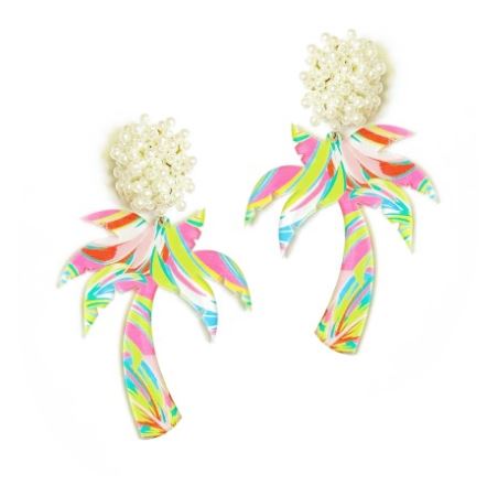 Palm Tree Acrylic Earrings - Let's Get Tropical