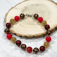 Buffalo Plaid & Animal Print Chunky Bead Necklace