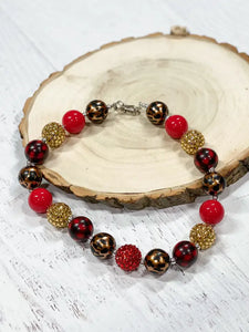 Buffalo Plaid & Animal Print Chunky Bead Necklace