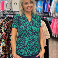 V-Neck Short Sleeve Collar Top - GFEN