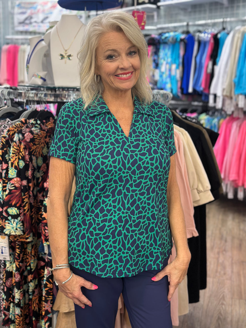 V-Neck Short Sleeve Collar Top - GFEN