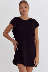 Black Ribbed Sleeveless Dress