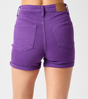 150268 Judy Blue -  HW Tummy Control Purple Shorts
