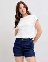 High-Rise Denim Trouser Shorts
