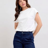 High-Rise Denim Trouser Shorts