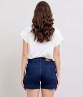 High-Rise Denim Trouser Shorts
