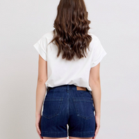 High-Rise Denim Trouser Shorts