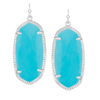 Elle Rhodium Drop Earrings in Turquoise