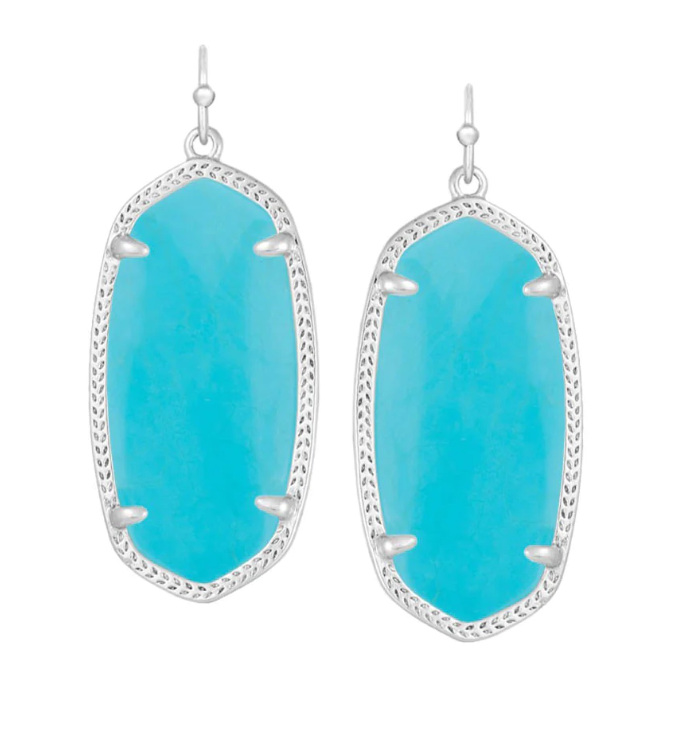 Elle Rhodium Drop Earrings in Turquoise