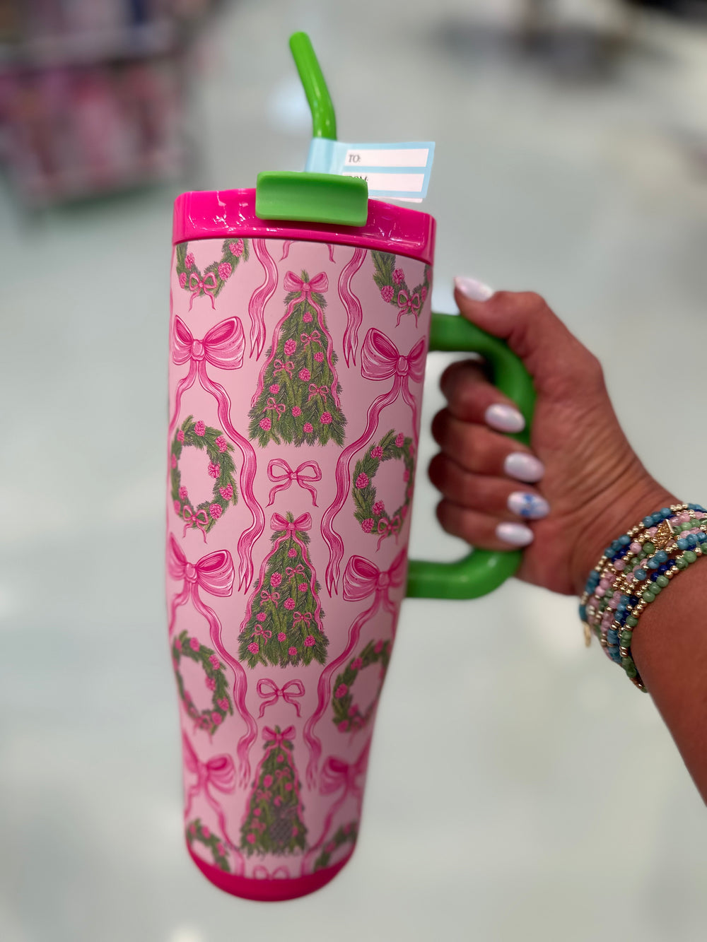 Tumbler 40oz - Greenery & Bows (GRNY)