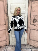 Black Bow Rhombus Sweater
