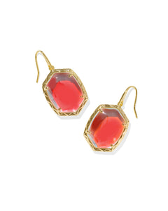 Daphne Gold Drop Earrings in Dichroic Glass