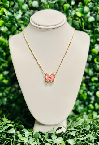 Haley Gold Bow Necklace Blush Mother of Pearl