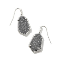 Alexandria Silver Drop Earring in Platinum Drusy