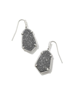 Alexandria Silver Drop Earring in Platinum Drusy