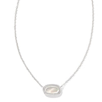9608864128 Elisa Silver Ridge Frame Short Pendant Necklace in Ivory Mother of Pearl