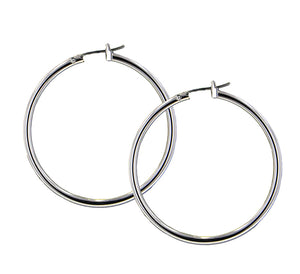 G3227-R000 Small, G3228-R000 Large - Rhodium Hoop Earrings