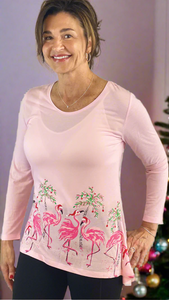 Holiday Flamingos Light Pink Tunic