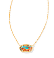 Elisa Gold Pendant Necklace in Bronze Veined Turquoise Red Oyster
