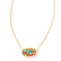 Elisa Gold Pendant Necklace in Bronze Veined Turquoise Red Oyster