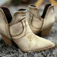 Smoke Show Bootie - Washed Beige Denim