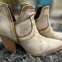 Smoke Show Bootie - Washed Beige Denim