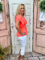 Ryan Ruffle Top - Coral
