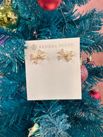 Blair Gold Bow Small Stud Earrings in Iridescent Drusy
