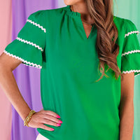 Carissa Ric Rac Top - Green