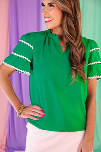 Carissa Ric Rac Top - Green