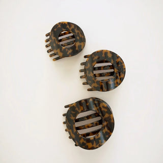 Flat Circle Hair Clip - Tortoise