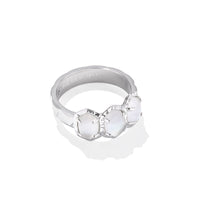 Daphne Silver Band Ring in Ivory Mother of Pearl