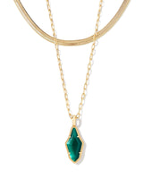 Evelyn Gold Multi Strand Necklace in Dark Green Mother of Pearl
