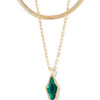 Evelyn Gold Multi Strand Necklace in Dark Green Mother of Pearl