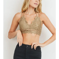 Light Umber Lace Spaghetti Strap Bralette