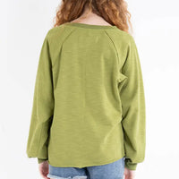 Olive Rhinestone Fringe Sweatshirt