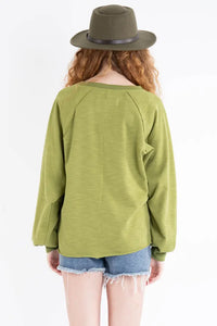 Olive Rhinestone Fringe Sweatshirt