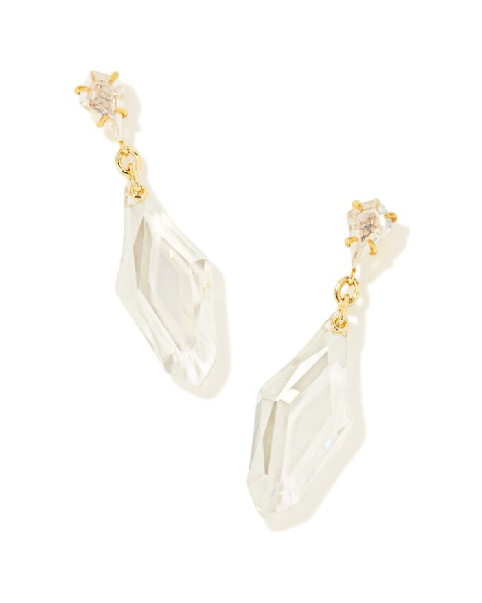 Alexandria Gold Statement Earring in Lustre Clear Glass