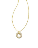 Mikki Pave Gold Pendant Necklace in White Crystal
