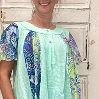 Pale Mint Multi Printed Top