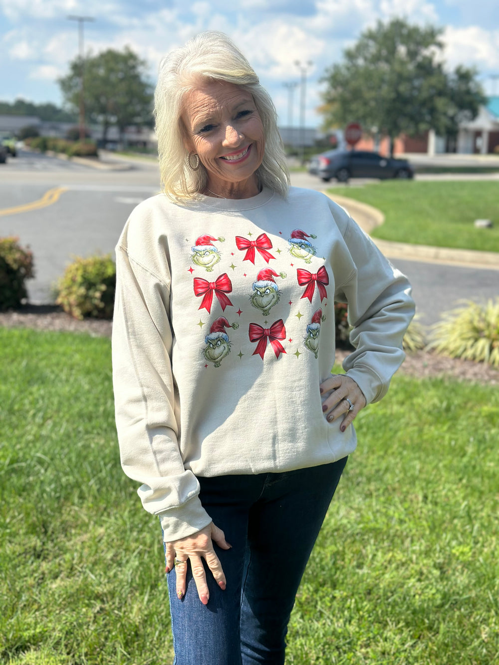 Grinchy Coquette Bows Christmas Sweatshirt