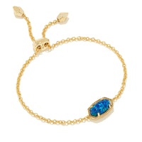 Elaina Gold Adjustable Chain Bracelet in Cobalt Blue Opal