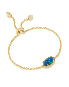 Elaina Gold Adjustable Chain Bracelet in Cobalt Blue Opal