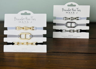 Essential Bracelet Hair Ties - White, Gray & Black (Gold)