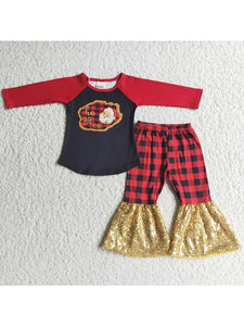 Santa Hohoho Bell Sequin Pant Set